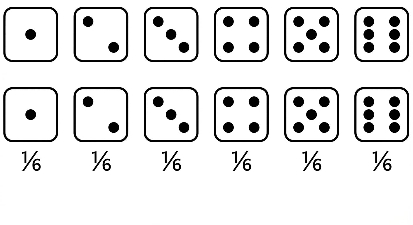 Ogni faccia di un dado ha probabilità 1/6