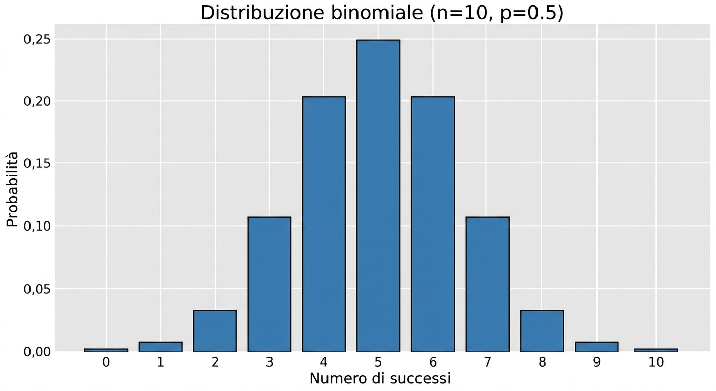 Grafico della distribuzione binomiale con n=10, p=0.5.png