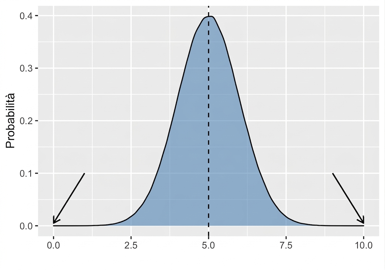 Distribuzione normale con frecce che indicano le code ai lati.png