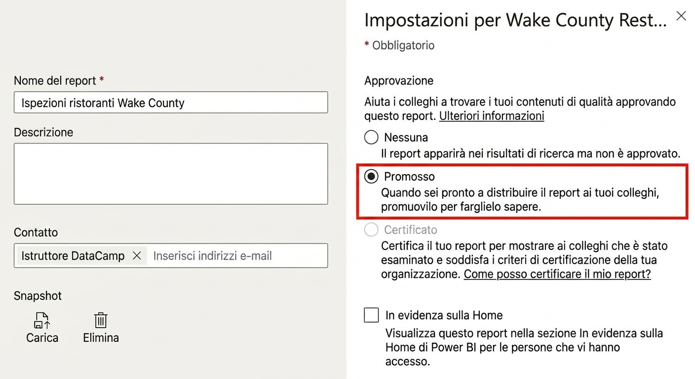 Promozione di un report