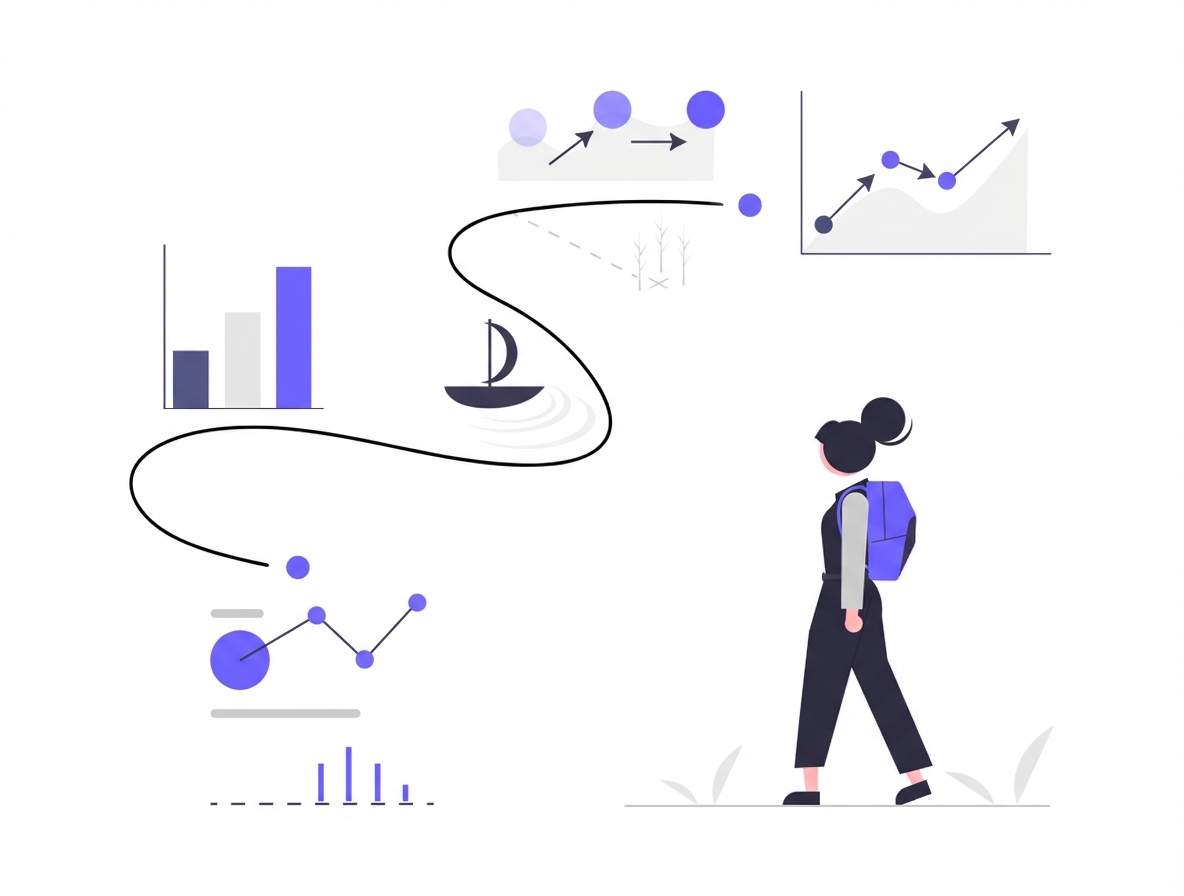 Viaggiatore che passa da un punto dati all'altro