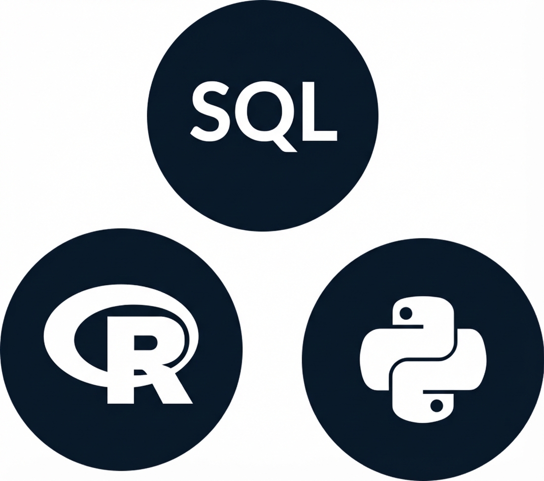 Icone di SQL, R e Python