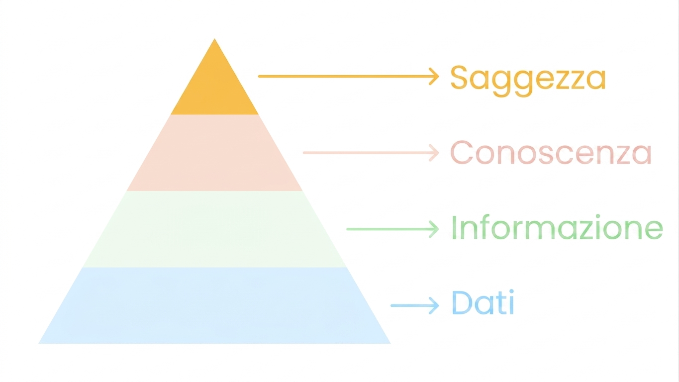 Piramide DIKW con saggezza evidenziata