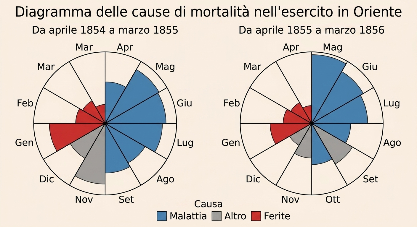 Grafico di Nightingale che mostra i decessi