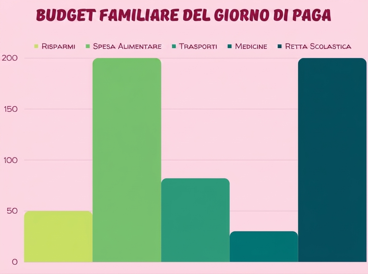 grafico a barre che confronta le percentuali del budget in busta paga per famiglia