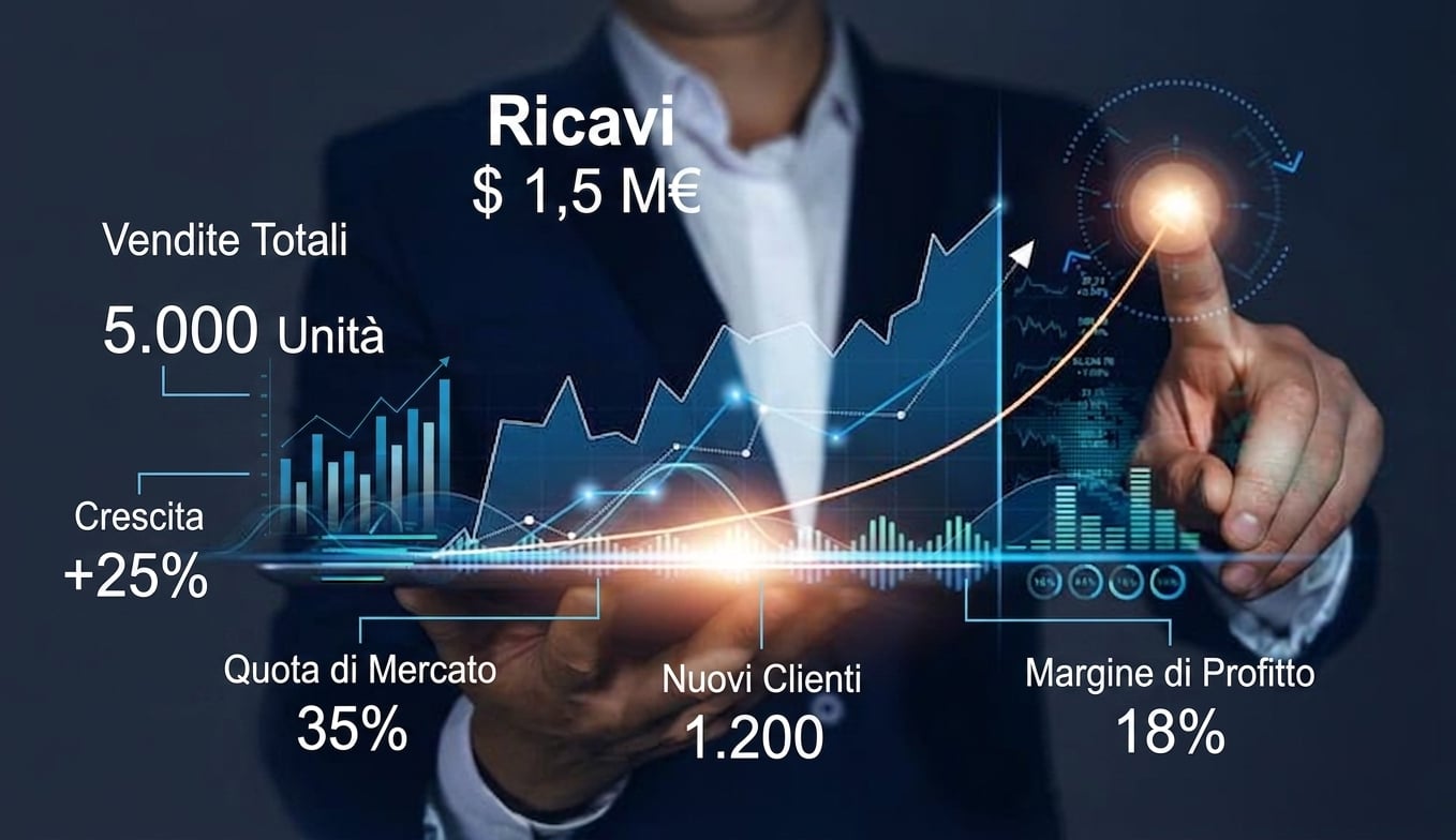 Un dito che indica la cima di un grafico per mostrare prestazioni in aumento