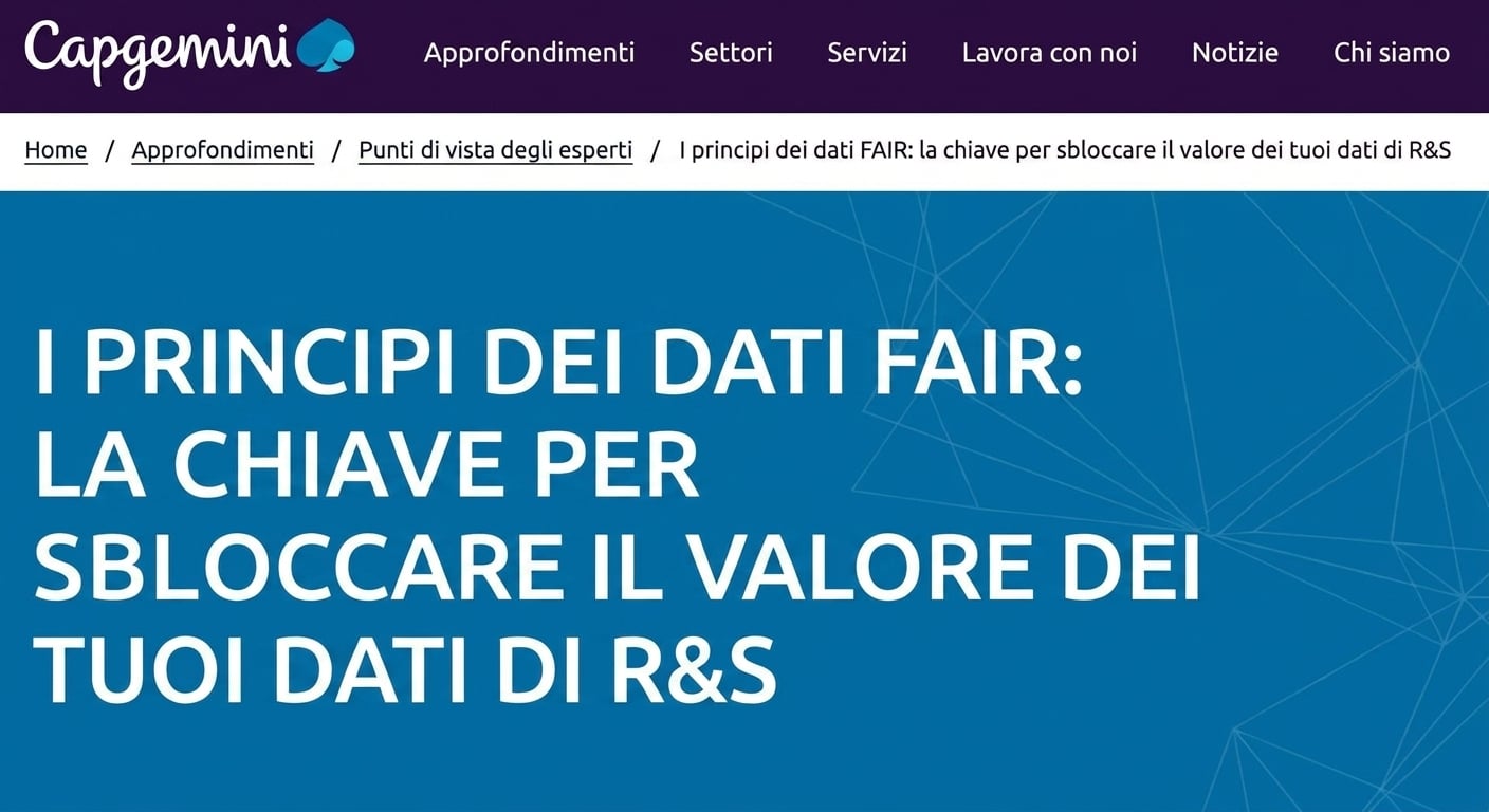 Screenshot degli sforzi di Capgemini sui principi dei dati FAIR.