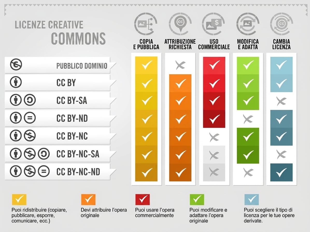 Immagine delle varianti delle licenze CC