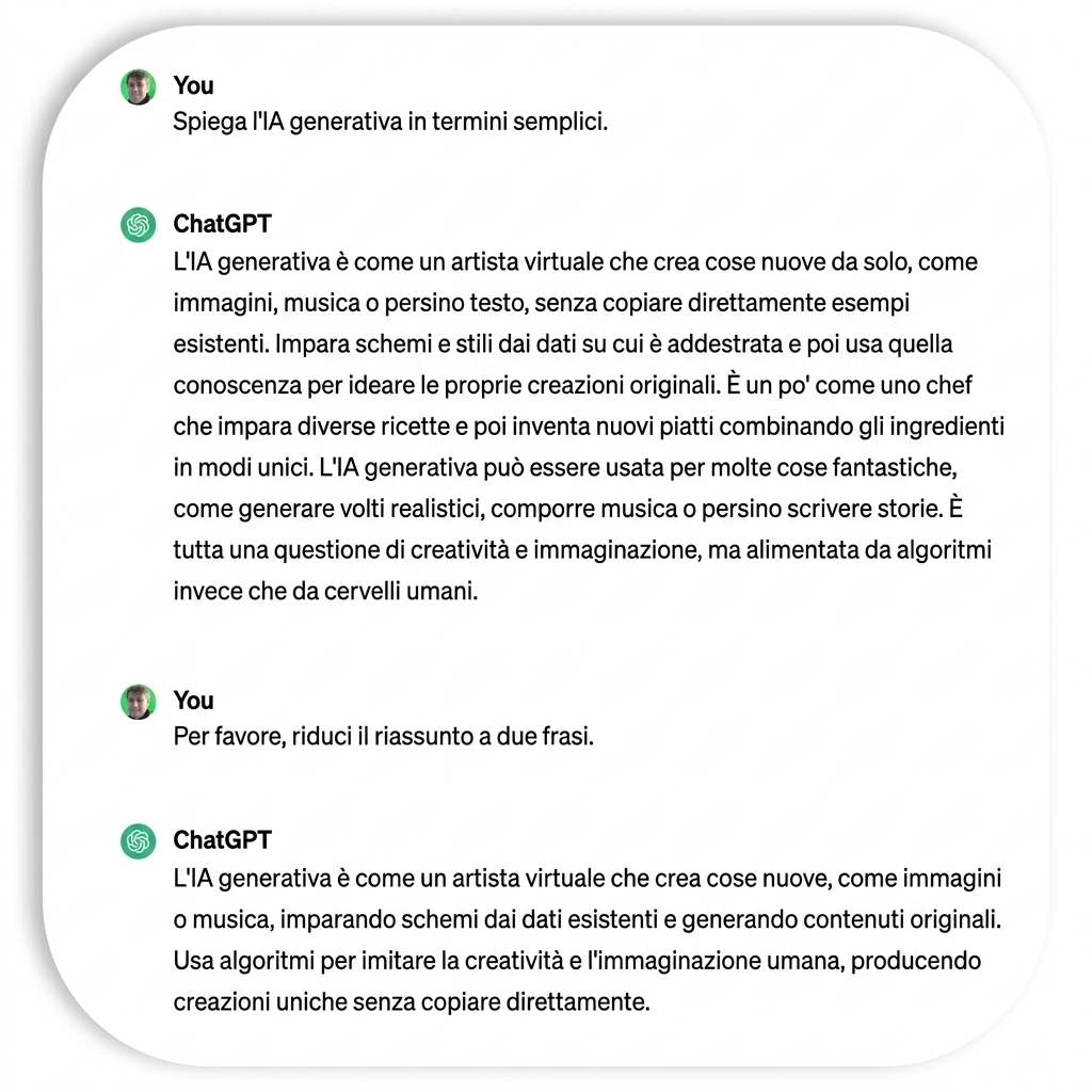 Una spiegazione in due frasi dell'IA generativa prodotta da ChatGPT.