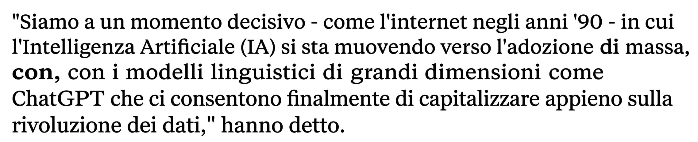 Titolo di news che evidenzia i progressi degli LLM come momento decisivo.