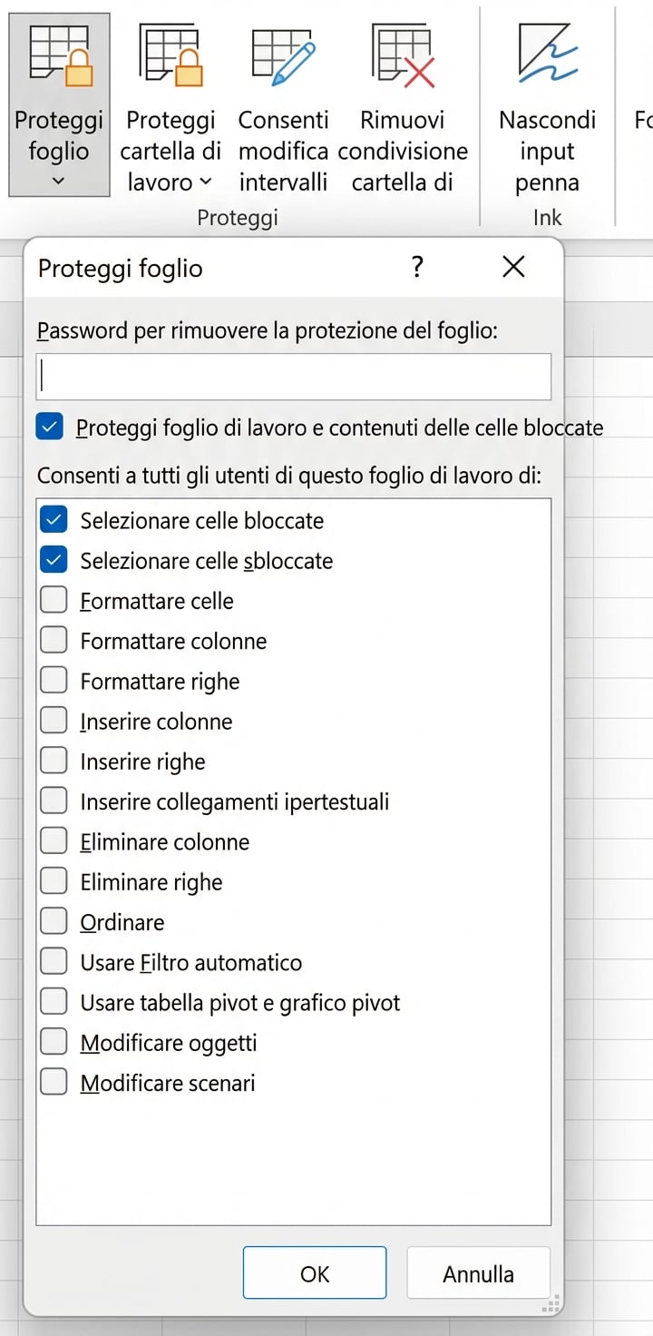 Proteggere il foglio pop-up