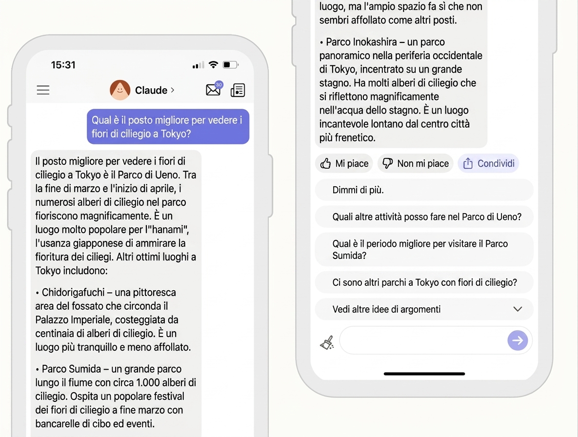 Schermata di una conversazione con Claude di Anthropic