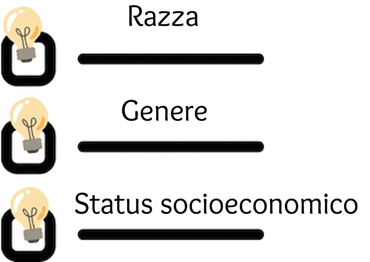Una checklist con razza, genere e status socioeconomico.