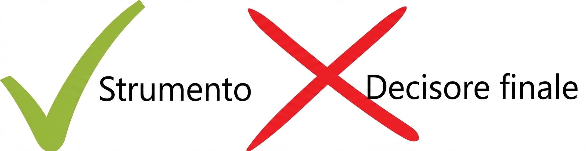 Un'illustrazione che mostra che l'IA è solo uno strumento e non il decisore finale.