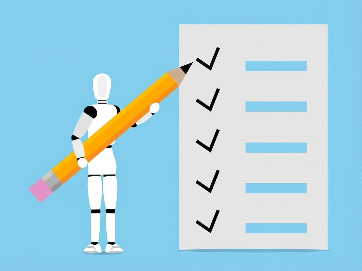 Un robot accanto a una checklist.