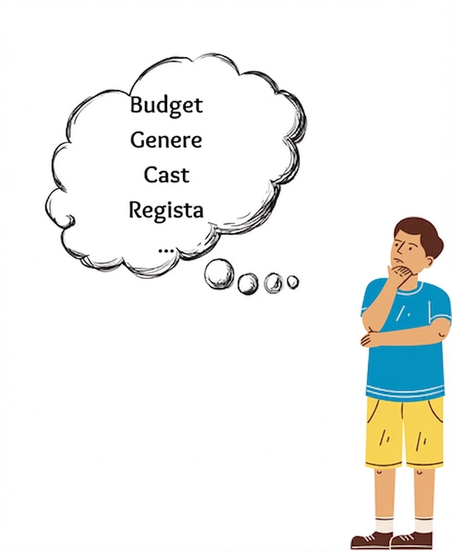Una persona che pensa a feature come budget, genere, cast e regista.