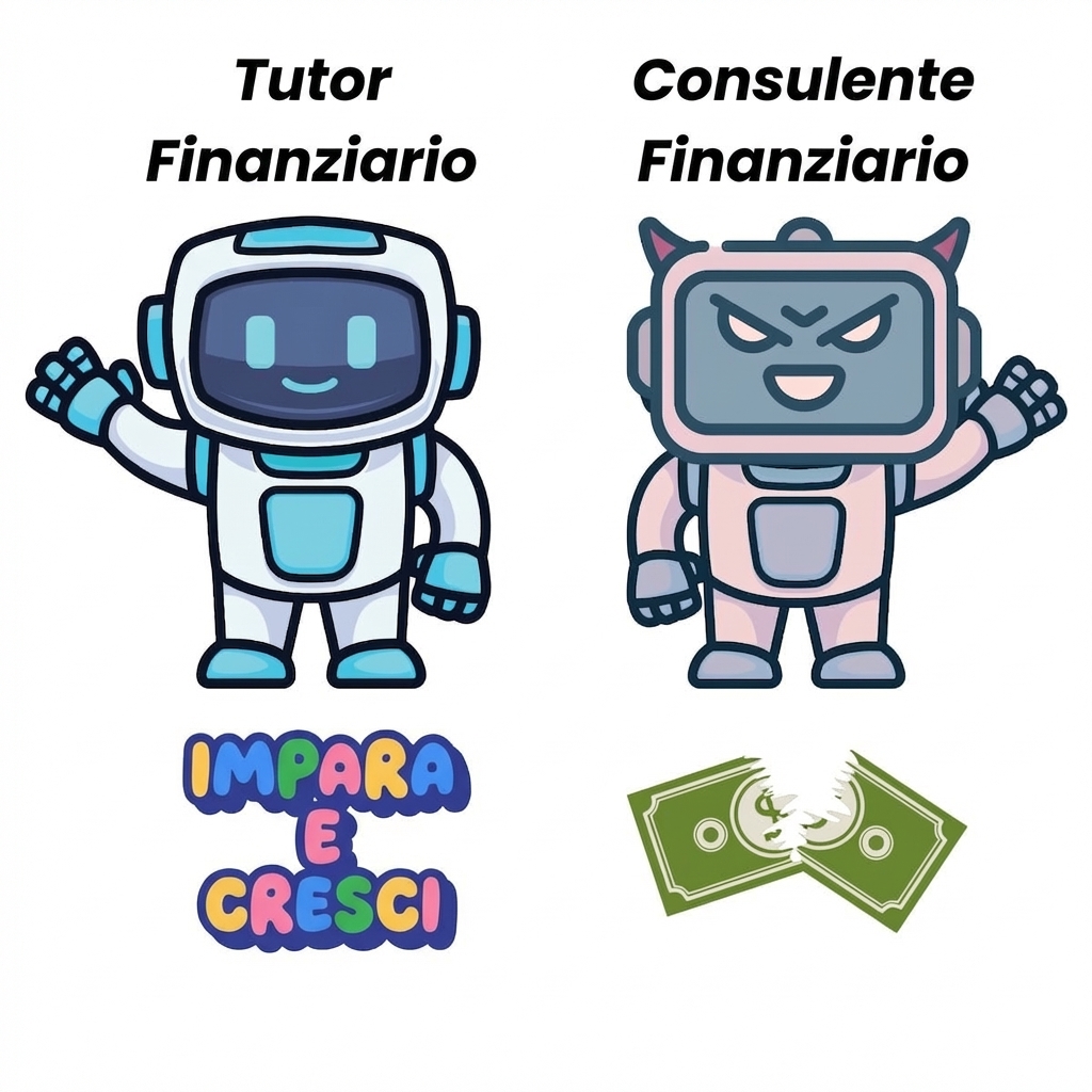 Un chatbot tutor finanziario e un chatbot consulente finanziario.