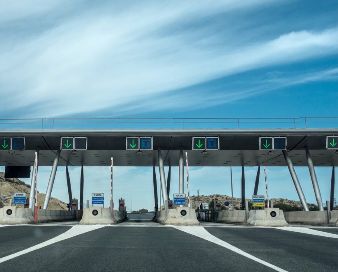 Un casello autostradale.