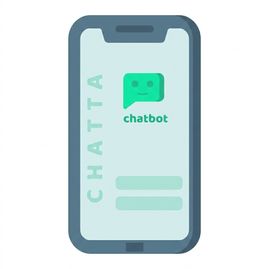 Icona che rappresenta un chatbot su uno smartphone.
