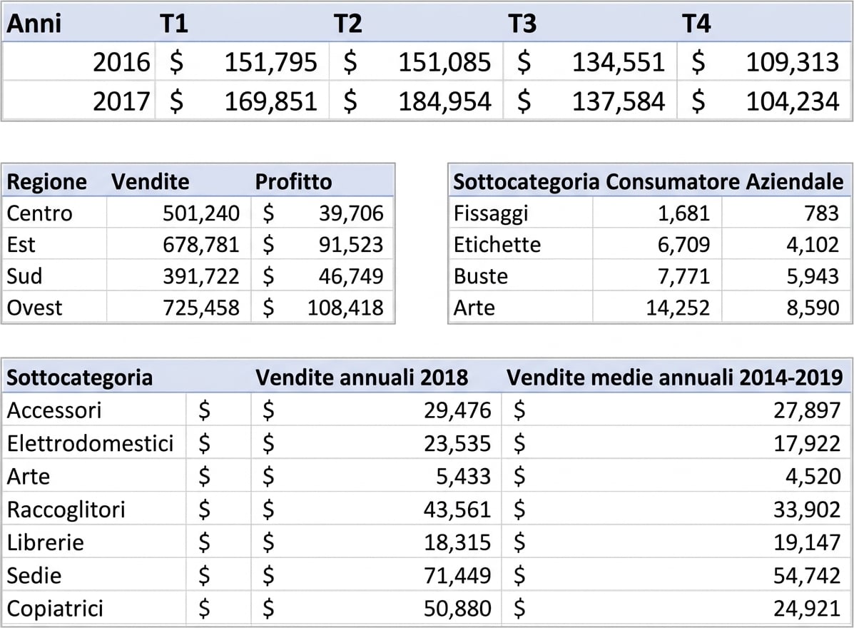 Esempi di tabelle con dati aggregati