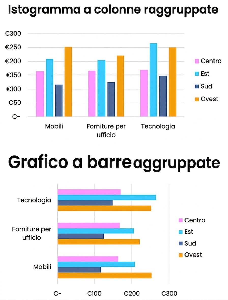 Esempi di grafici a barre e colonne in cluster