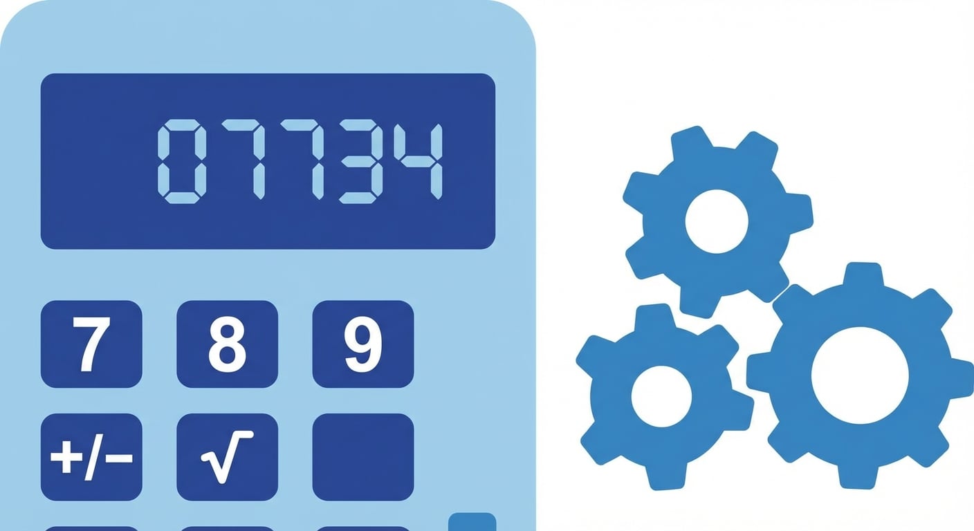 disegno di calcolatrice con ingranaggi di lato