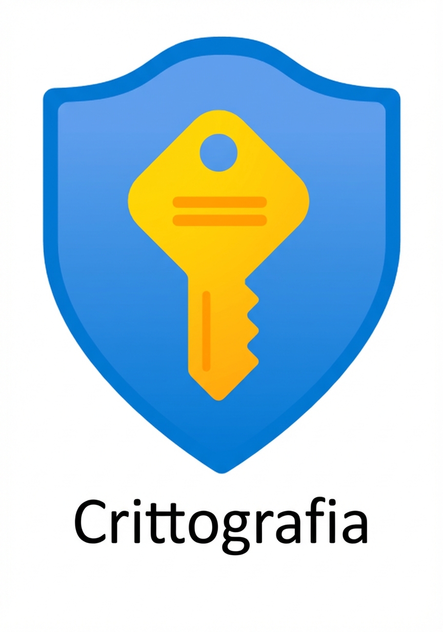 scudo a fumetto con chiave dentro e la parola encryption in basso