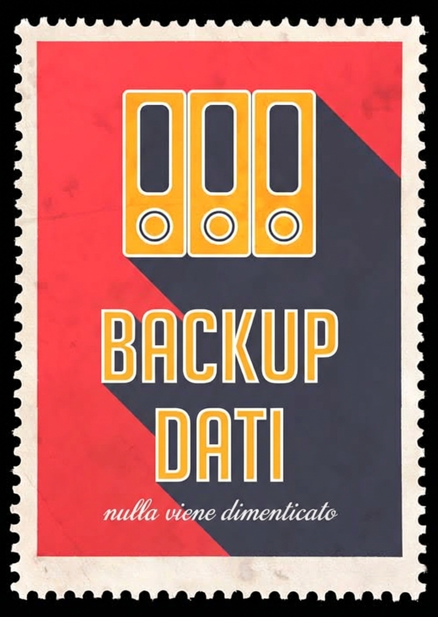 Timbro “data backup” con hard disk