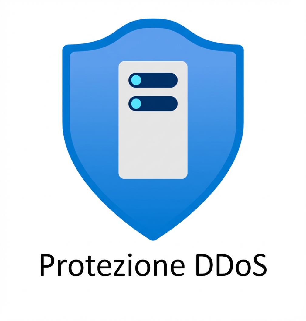 scudo blu con la scritta ddos protection sotto