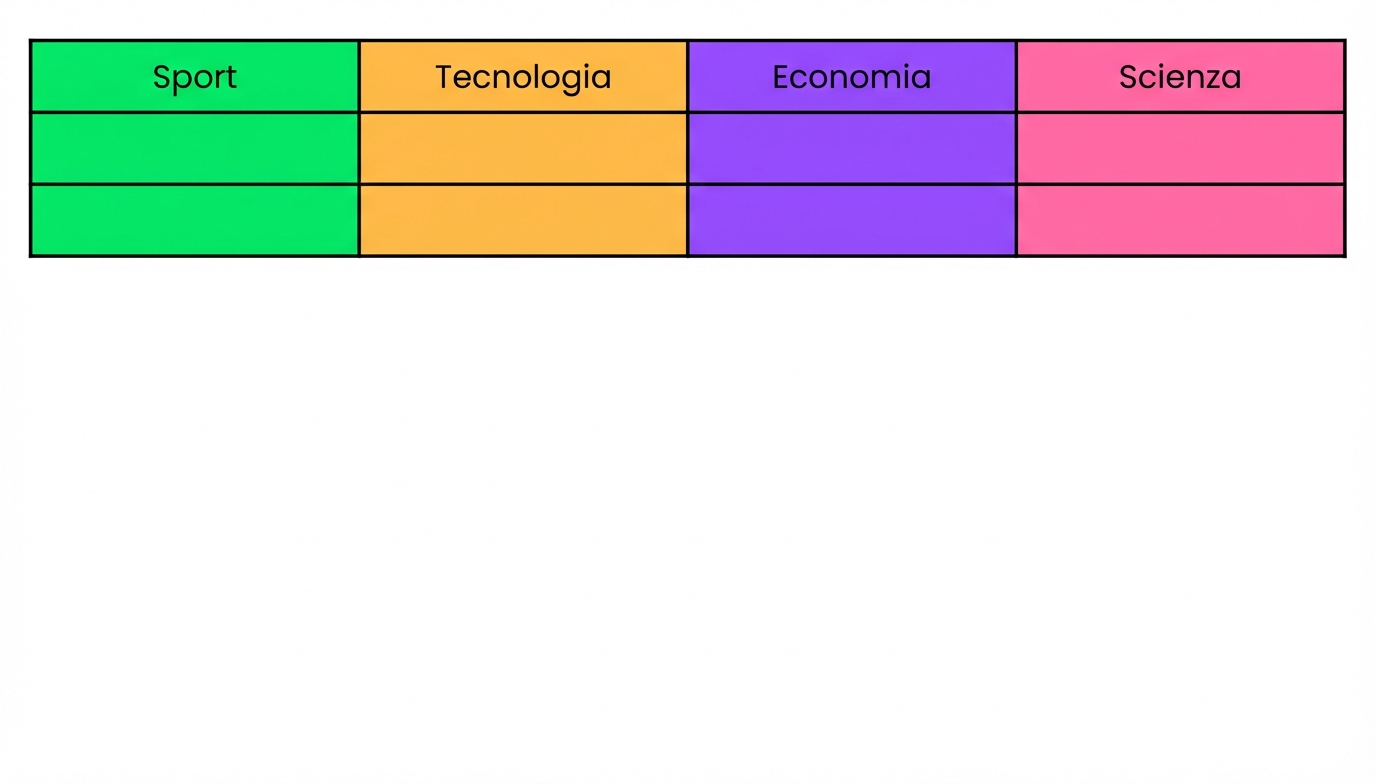 Una tabella di argomenti che possiamo usare per categorizzare articoli.