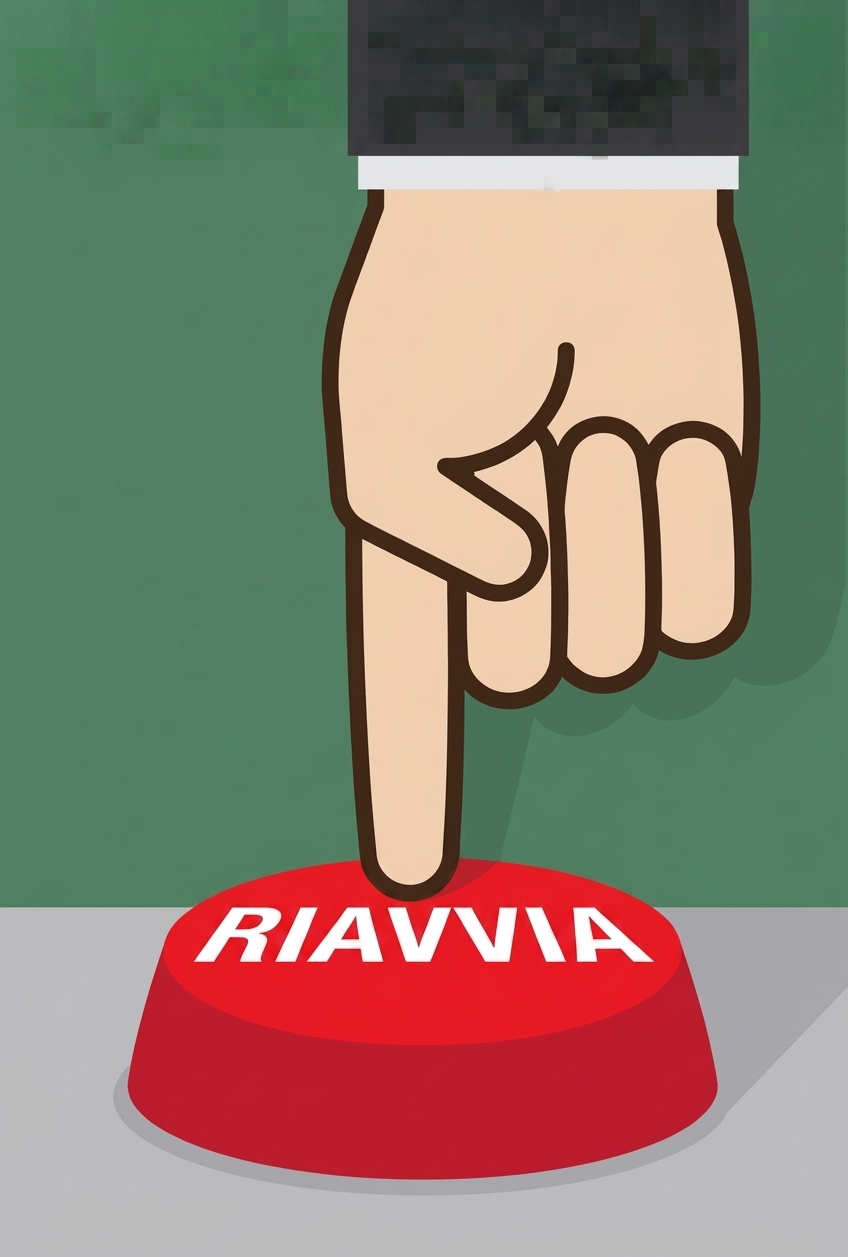 Immagine a fumetti con un dito che preme un pulsante “restart”