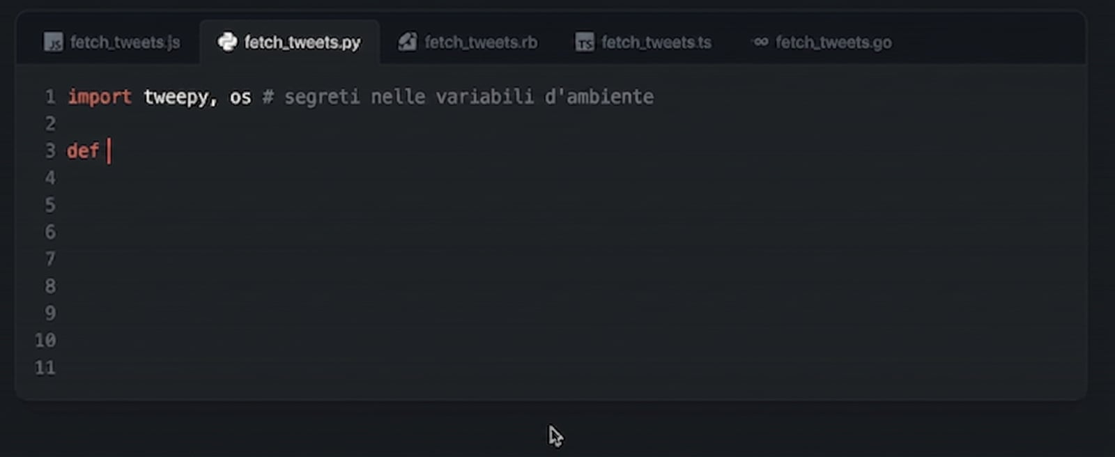 Esempio di GitHub Copilot in azione