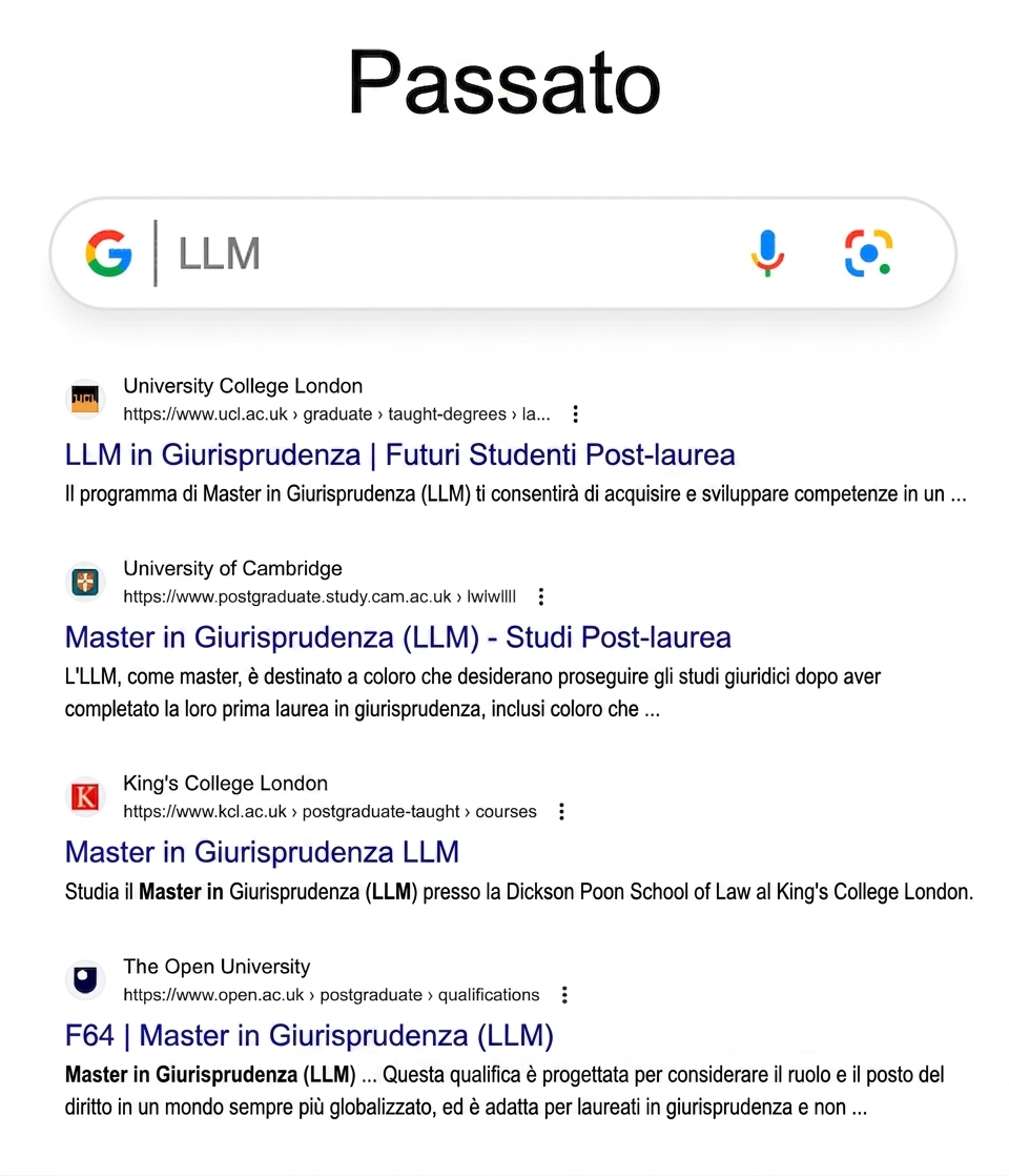 Risultati di Google su LLM nel passato