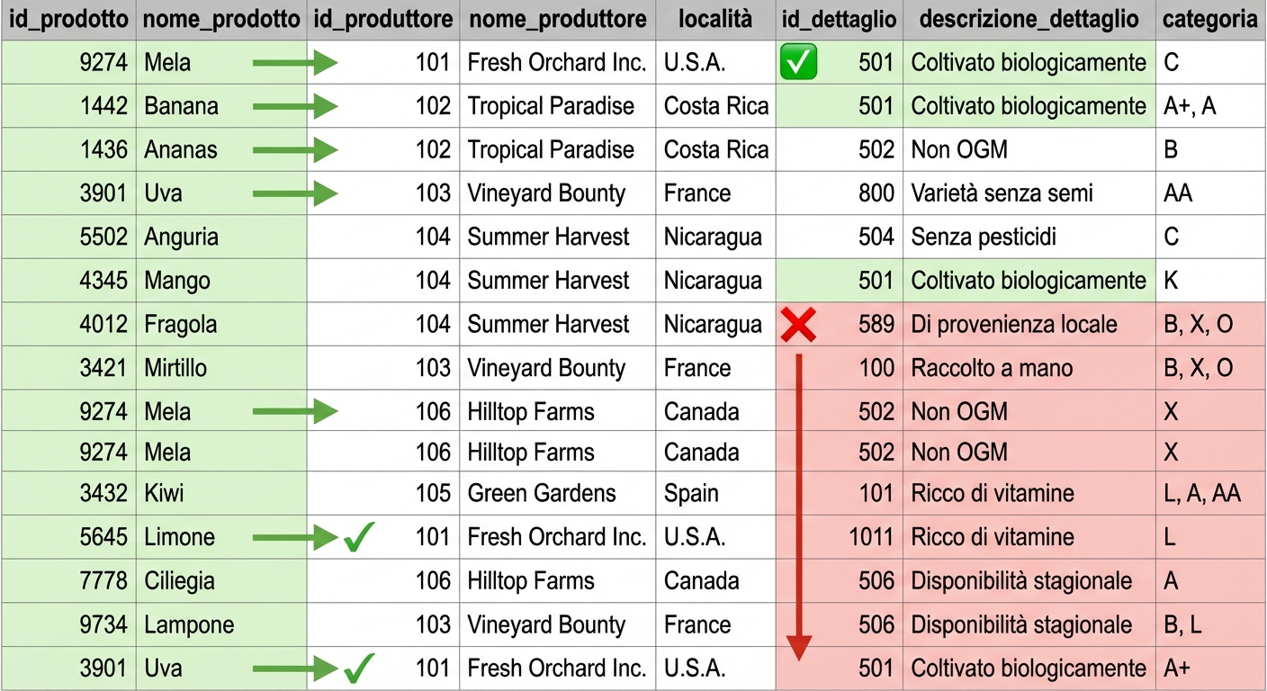 Entità Allproducts, problema di dettaglio con 2NF nel produttore