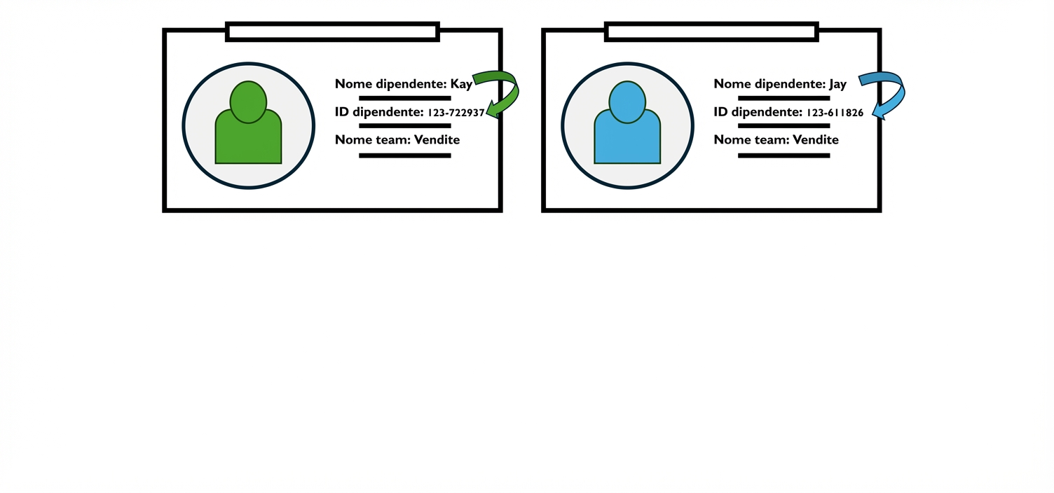 Badge dipendenti che mostrano la dipendenza funzionale