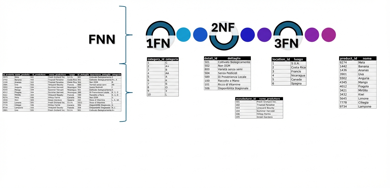 Dati All products, da UNF a 3NF