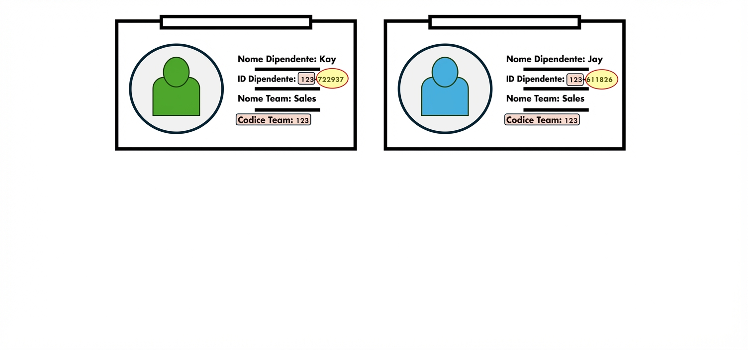 Badge dipendenti che mostrano la dipendenza parziale