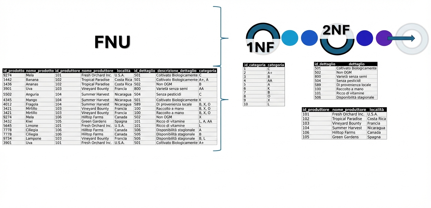 Dati All products, da UNF a 2NF