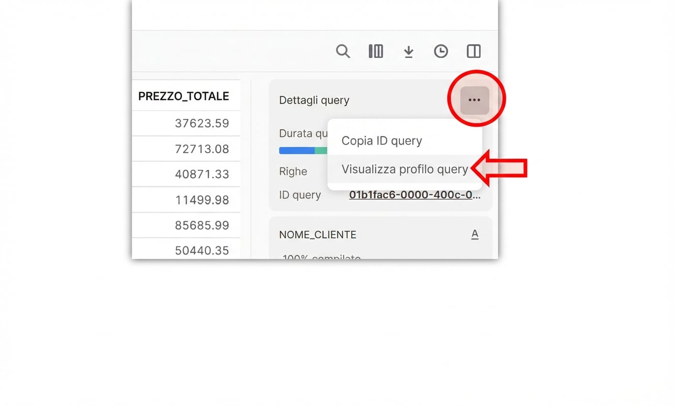 Istruzioni per trovare il profilo della query