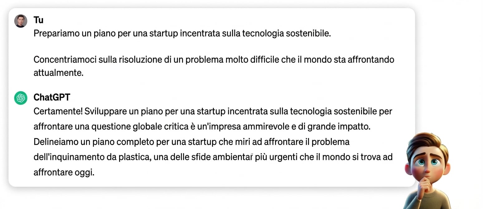 Illustrazione a fumetti di una persona dall'aria pensierosa