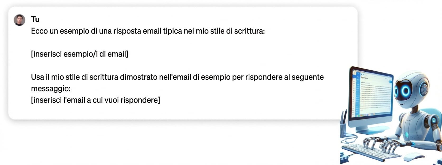 Prompt che fornisce un esempio di email