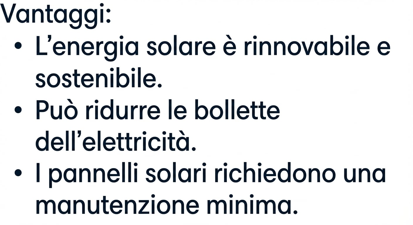 Elenco dei vantaggi