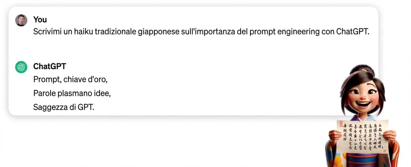 ChatGPT alla richiesta di scrivere un haiku