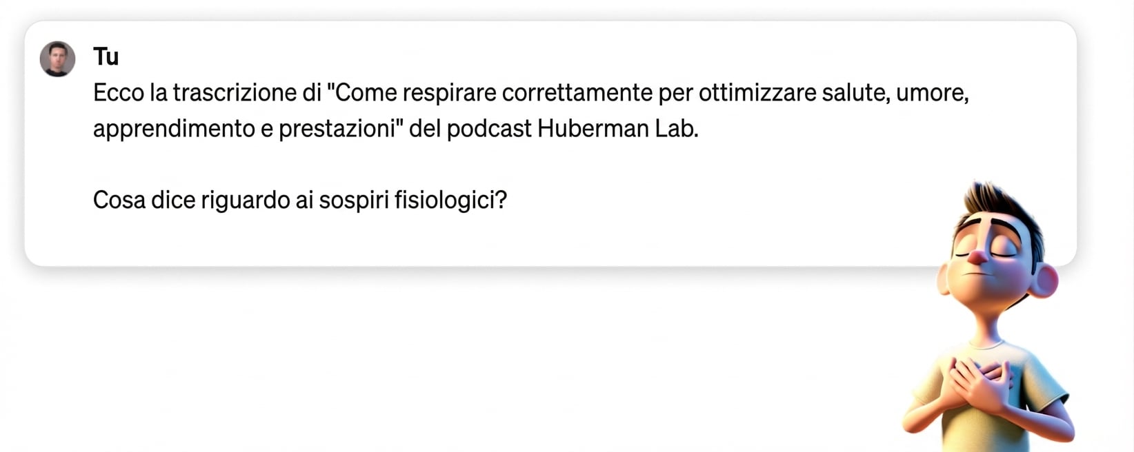 Prompt che chiede al chatbot di parafrasare i punti chiave di una trascrizione che gli è stata fornita.