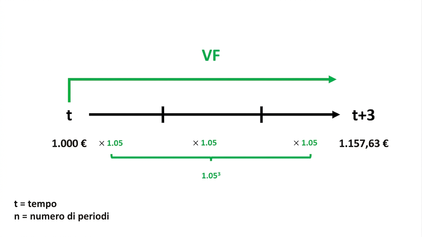 esempio di calcolo del valore futuro su timeline