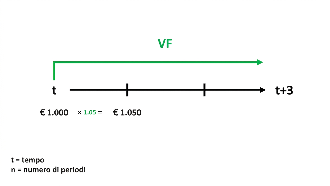 esempio di calcolo del valore futuro su timeline