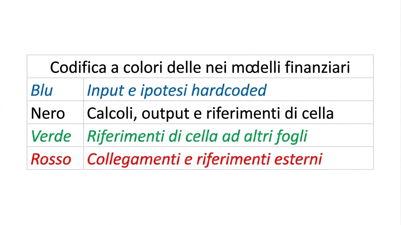 diagramma della codifica a colori con blu, nero, verde e rosso
