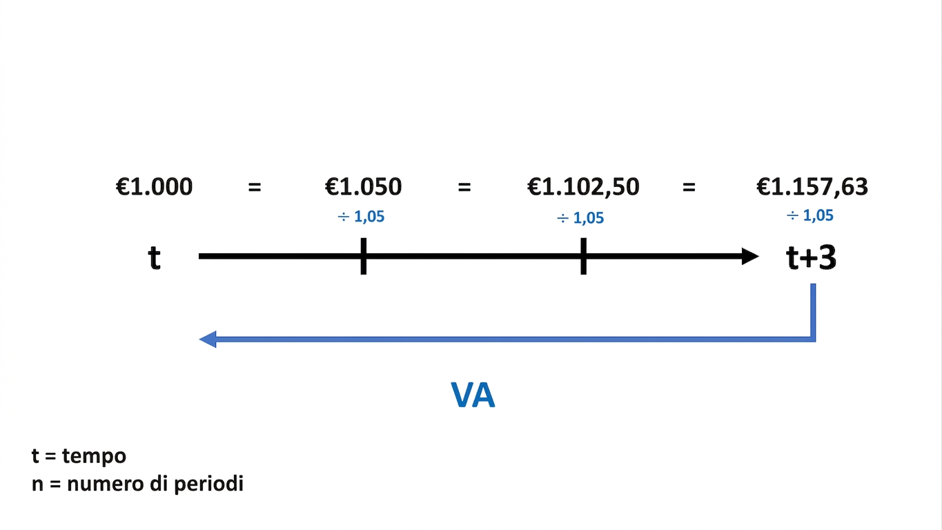 esempio di calcolo del valore attuale su timeline
