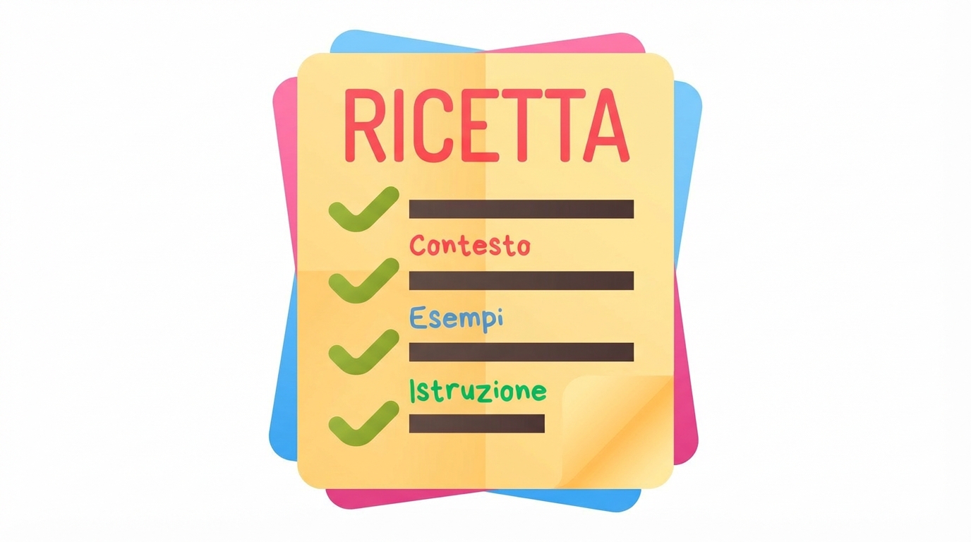 Un prompt template con segnaposto per variabili di input.