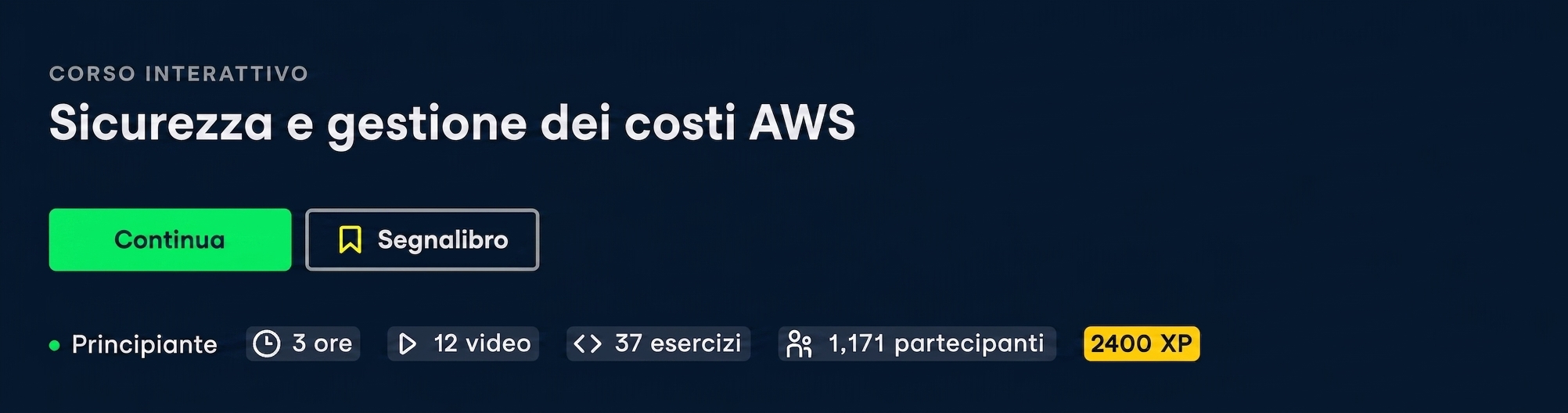 Intestazione del corso Security and Cost Management